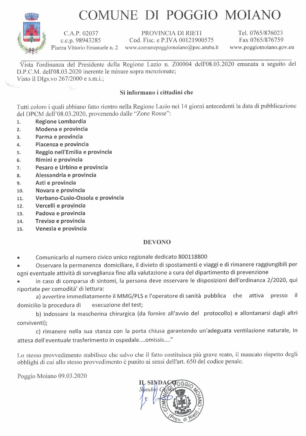 Disposizioni Spostamenti e Autocertificazione