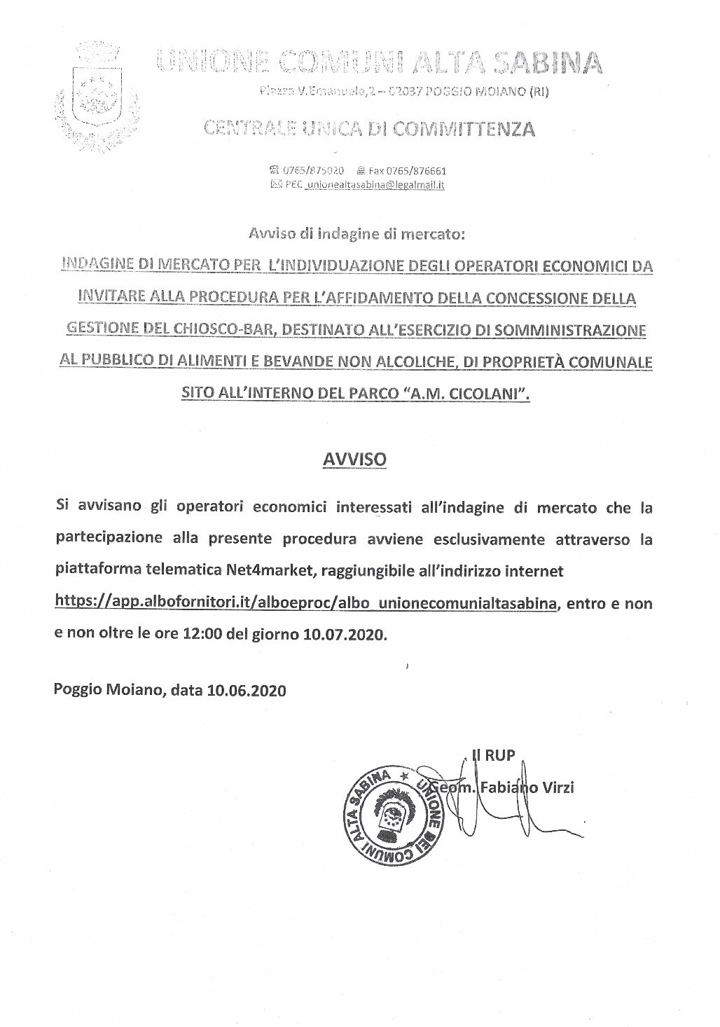 AVVISO CENTRALE UNICA DI COMMITTENZA