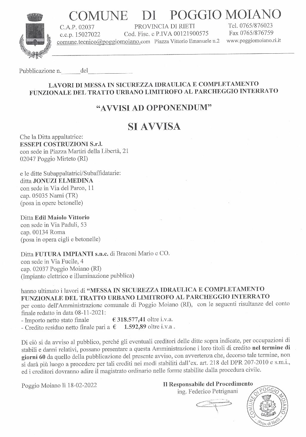 lavori idraulici parcheggio interrato